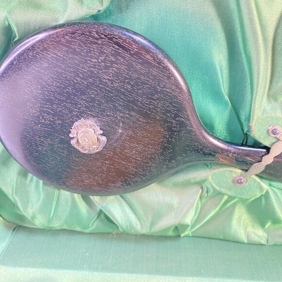 Antique Victorian Era Vanity Ebony and Silver Dresser In Leather Box - Picture 13 of 16